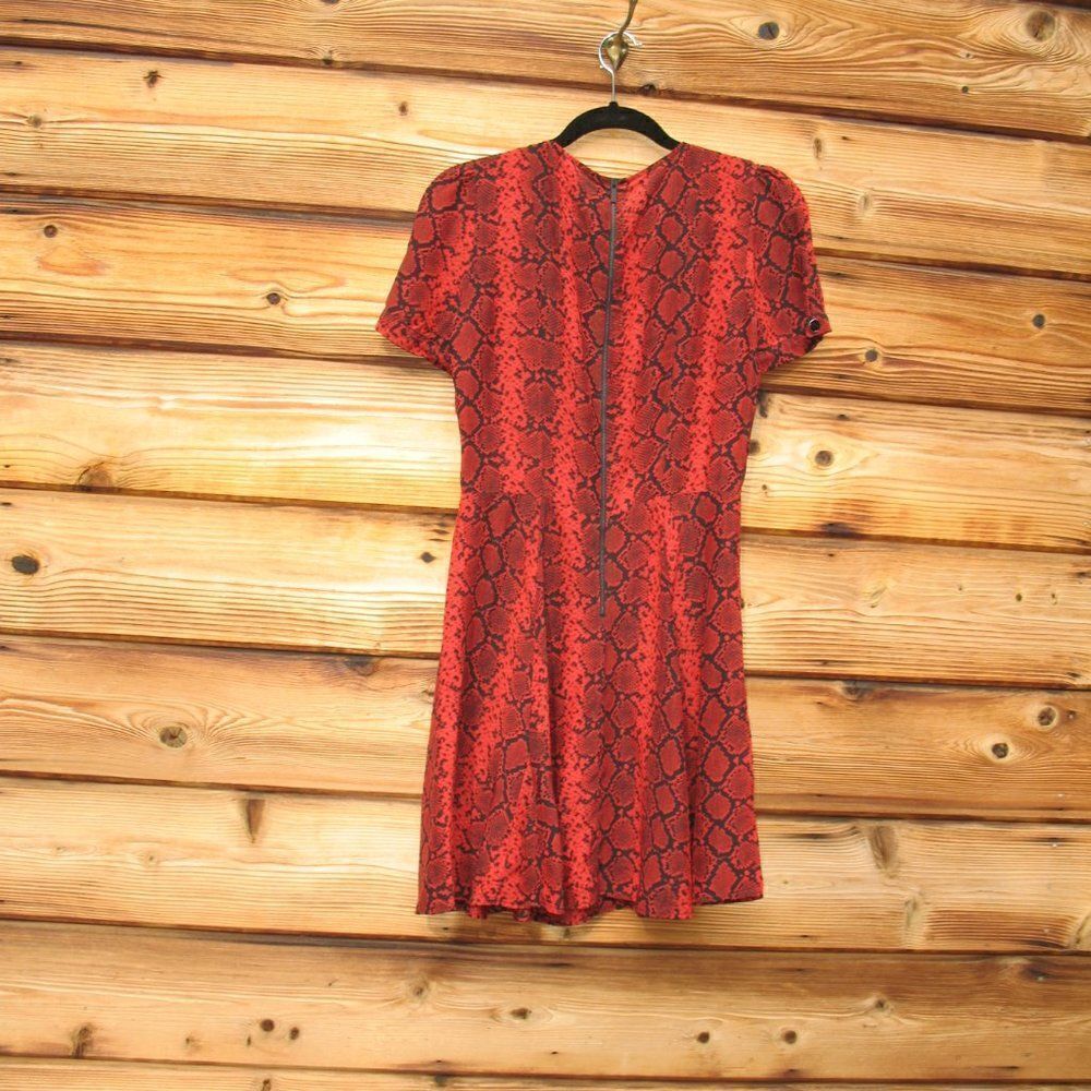 Red Black Python Snake Print Silk Blend Fit And F… - image 8